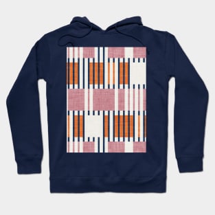 Bold minimalist retro stripes // midnight blue orange and dry rose geometric grid Hoodie